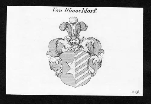 Von Düsseldorf - Düsseldorf Duesseldorf Wappen Adel coat of arms Kupferstich  heraldry Heraldik