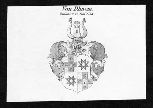 Von Dhaem - Dhaem Wappen Adel coat of arms Kupferstich  heraldry Heraldik