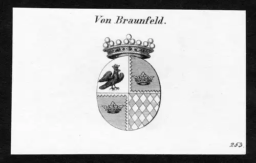 Von Braunfeld - Braunfeld Wappen Adel coat of arms Kupferstich  heraldry Heraldik