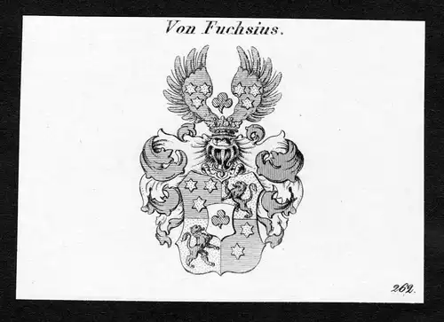 Von Fuchsius - Fuchsius Wappen Adel coat of arms Kupferstich  heraldry Heraldik