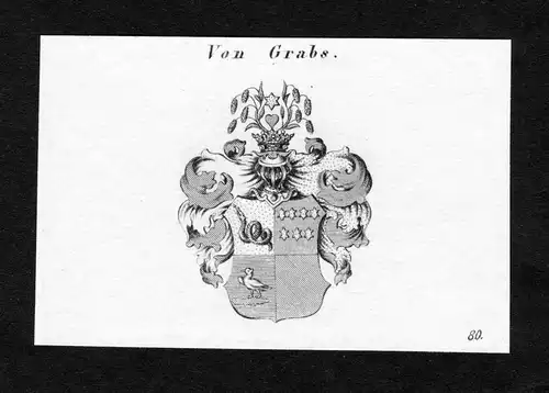 Von Grabs - Grabs Wappen Adel coat of arms Kupferstich  heraldry Heraldik