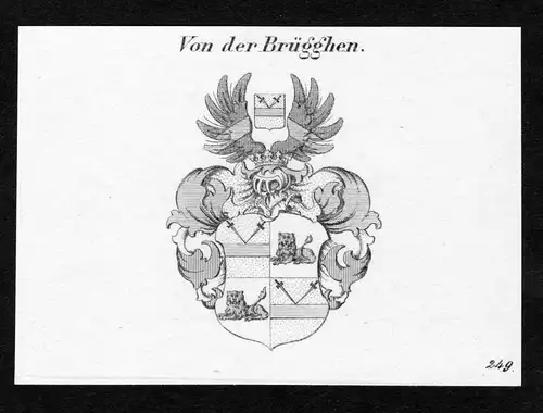 Von der Brügghen - Brügghen Bruegghen Wappen Adel coat of arms Kupferstich  heraldry Heraldik