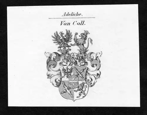 Von Coll - Coll Wappen Adel coat of arms Kupferstich  heraldry Heraldik