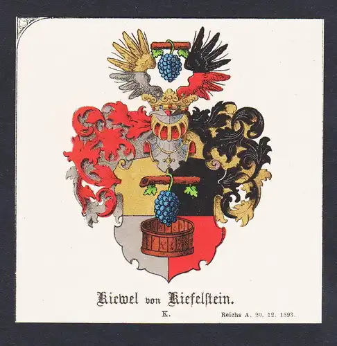 . von Kiewel Kiefelstein  Wappen Heraldik coat of arms heraldry Litho