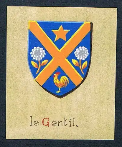 19. / 20. Jh. - le Gentil Blason Aquarelle Wappen coat of arms Heraldik