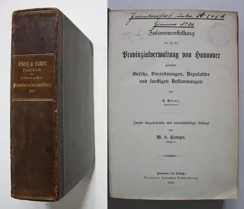 Zusammenstellung der für die Provinzialverwaltung von Hannover geltenden Gesetze, Verordnungen, Regulative und