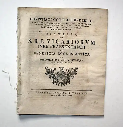 Diatriba de S. R. I. Vicariorum Iure Praesentandi ad Beneficia Ecclesiastica...