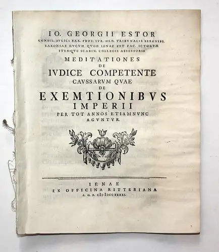 Meditationes de Iudice Competente Caussarum quae de Exemtionibus Imperii per tot annos etiamnunc aguntur.