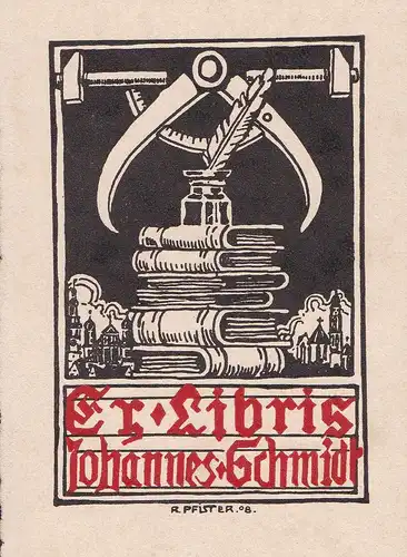 Exlibris für Johannes Schmidt / Zirkel Freimaurer