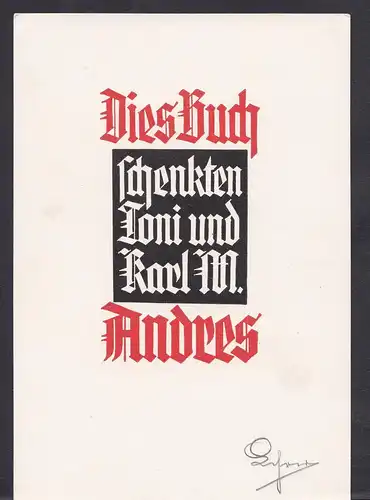 Exlibris für Andres / signiert Typographie Schrift typography
