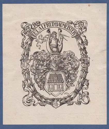 Exlibris für E. L. Alfred Baumeister / Wappen