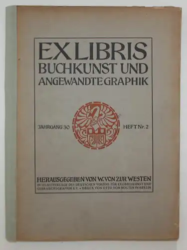 Exlibris Buchkunst und angewandte Graphik. Jahrgang 30, Heft Nr. 2
