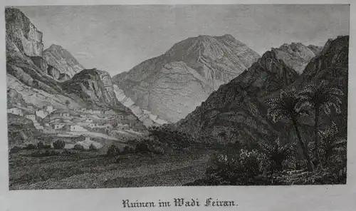 Ruinen im Wadi Feiran - Wadi Feiran Sinai Ansicht view Stahlstich steel engraving antique print