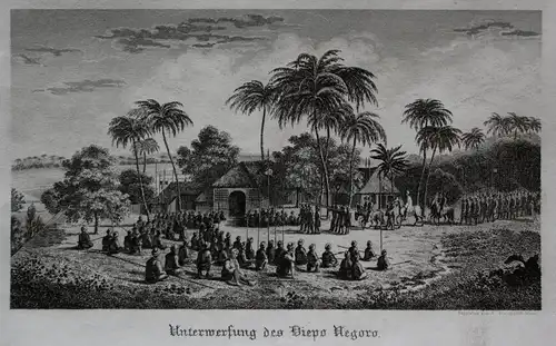 Unterwerfung des Diepo Negoro - Diponegoro Java Dutch Empire submission Stahlstich steel engraving antique pri