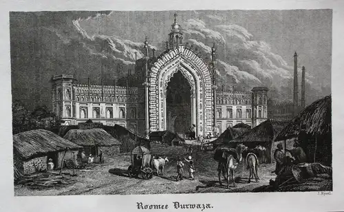 Roomee Durwaza - Rumi Darwaza India Indien Ansicht view Stahlstich steel engraving antique print