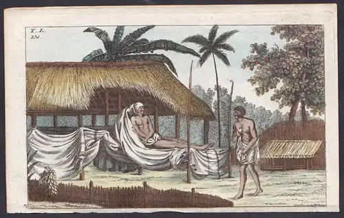 T. L. 131. - Tahiti funeral Beerdigung Kupferstich copper engraving antique print