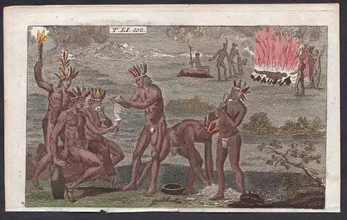 T. LI. 132. - Venezuela America Amerika Indians funeral Beerdigung Kupferstich copper engraving antique print