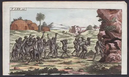 T. LXII. 143. - South Africa Südafrika Hottentotten Begräbnis funeral Kupferstich copper engraving antique pri