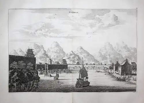 Namhun - Nanxiong Guandong China city view Asia Asien Kupferstich copper engraving antique print