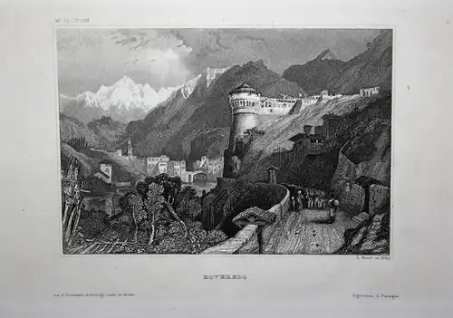 Roveredo - Roveredo Svizzera Schweiz Suisse Ansicht view Stahlstich steel engraving antique print