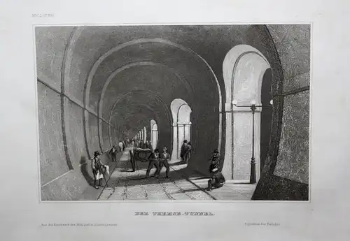 Der Themse-Tunnel - Thames Tunnel London England Ansicht view Stahlstich steel engraving antique print