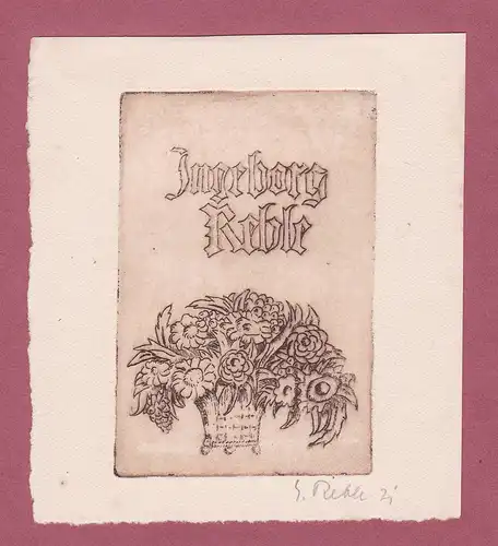 Exlibris für Ingeborg Reble / Blumenstrauß