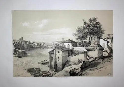 Rome - Rome Roma Rom Ponte Rotto Italia Italy Ansicht view Lithographie lithograph Litho