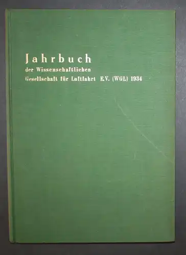 Jahrbuch. Der Wissenschaftlichen Gesellschaft. Für Luftfahrt. 1934