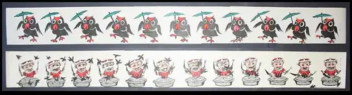 owl Eule Essen dinner Vögel birds Zoetrope Strip / game optisches Spielzeug Spiel