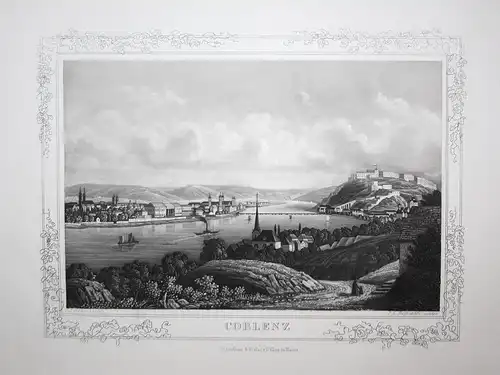 Coblenz - Koblenz Rhein Gesamtansicht Ansicht view Aquatinta Radierung etching