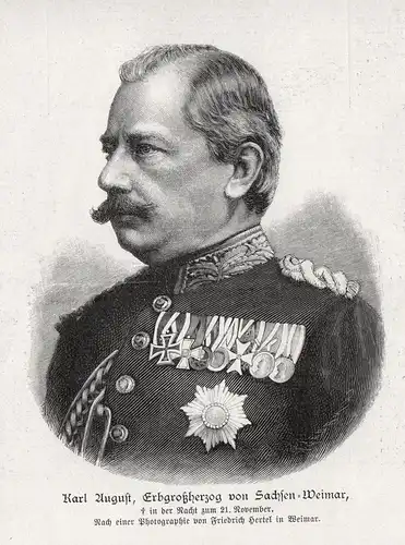 Karl August, Erbgroßherzog von Sachsen-Weimar - Karl August von Sachsen-Weimar-Eisenach Portrait Holzstich Hol