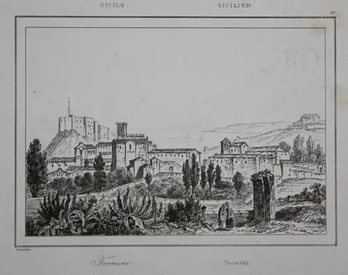 Termini - Termini Imerese Sicily Sizilien Sicilia Italia Italien Italy Ansicht view Stahlstich steel engraving