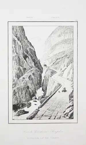 Pont du Gondo au Simplon - Gondo bridge Brücke Italia Italien Italy Ansicht view Stahlstich steel engraving an