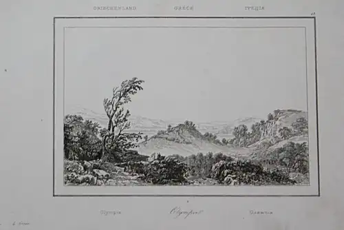 Olympie - Olympia Greece Griechenland Ansicht view Stahlstich steel engraving antique print
