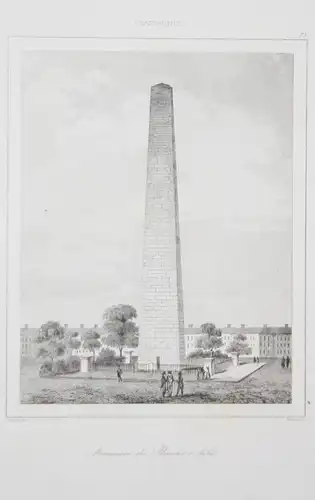 Monument de Bunker's-Hill - Bunker Hill Monument Boston Amerika America USA US Ansicht view Stahlstich steel e