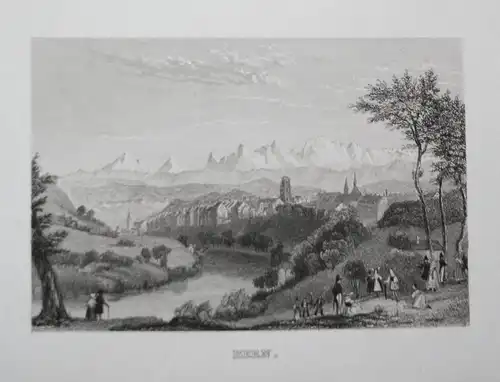 Bern - Bern Hauptstadt Schweiz Suisse Svizzera Ansicht view Stahlstich steel engraving antique print
