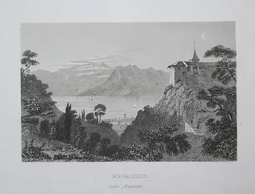 Magadino - Lago Maggiore Tessin Schweiz Switzerland Suisse Svizzera Ansicht view Stahlstich steel engraving an