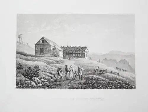 l'auberge du Righi-Koulm - Schweiz Switzerland Suisse Svizzera Ansicht view Stahlstich steel engraving antique