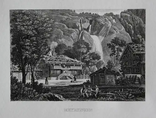 Meyringen - Meiringen Kanton Bern Schweiz Suisse Svizzera Ansicht view Stahlstich steel engraving antique prin