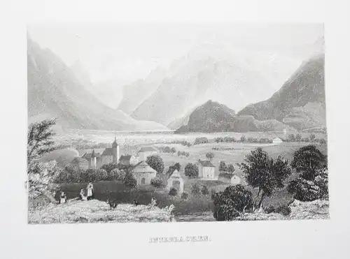 Interlacken - Interlaken Stadt Zentralschweiz Schweiz Suisse Svizzera Ansicht view Stahlstich steel engraving