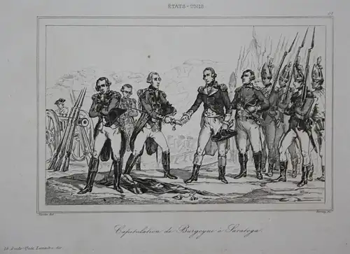 Capitulation de Burgoyne a Saratoga - Capitulation Kapitulation Burgoyne Saratoga Stahlstich steel engraving a