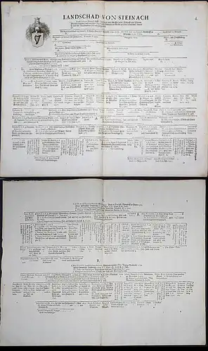 Landschad von Steinach - Steinach Wappen Stammtafel Kupferstich coat of arms family tree Genealogie genealogy