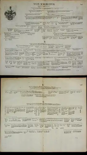 Von Knobloch - Knobloch Wappen Stammtafel Kupferstich coat of arms family tree Genealogie genealogy Heraldik h