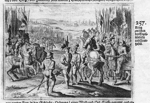 Krieg zwischen den Engelländern und Franzosen - British French battle Schlacht Krieg war Antike antiquity
