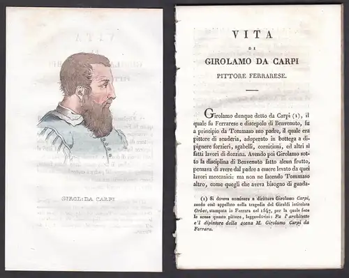 Girol: da Carpi - Girolamo da Carpi (1501-1556) Maler painter Italien Italia Portrait Kupferstich copper engra