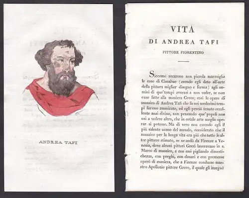 Andrea Tafi - Andrea Tafi Künstler artist Italien Italia Portrait Kupferstich copper engraving antique print