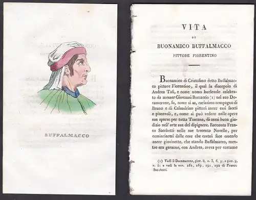 Buffalmacco - Buonamico Buffalmacco (1262-1340) Maler painter Italien Italia Portrait Kupferstich copper engra