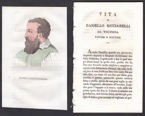 Daniel: Ricciarelli - Daniele da Volterra (1509-1566) Maler painter Italien Italia Portrait Kupferstich copper