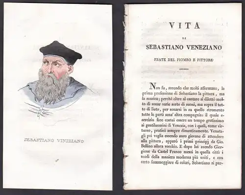 Sebastiano Viniziano - Sebastiano del Piombo (1485-1547) Maler painter Italien Italia Portrait Kupferstich cop