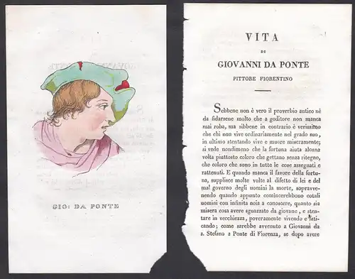 Gio: da Ponte - Giovanni del Ponte (1385-1437) Maler painter Italien Italia Portrait Kupferstich copper engrav